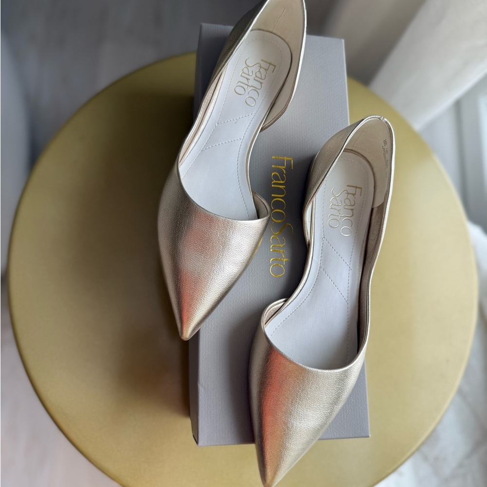 Franco Sarto Metallic Gold Pointed Flats